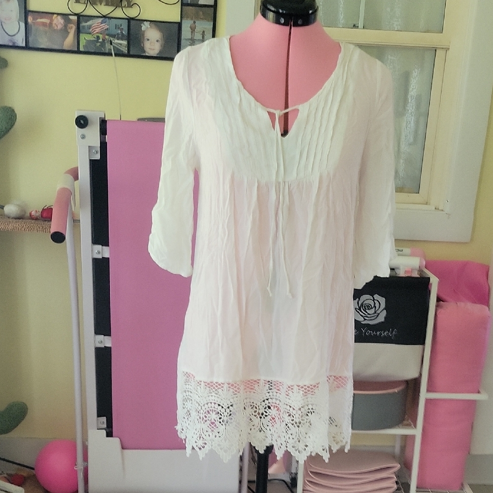 VENUS White Crochet Hem Swim Coverup